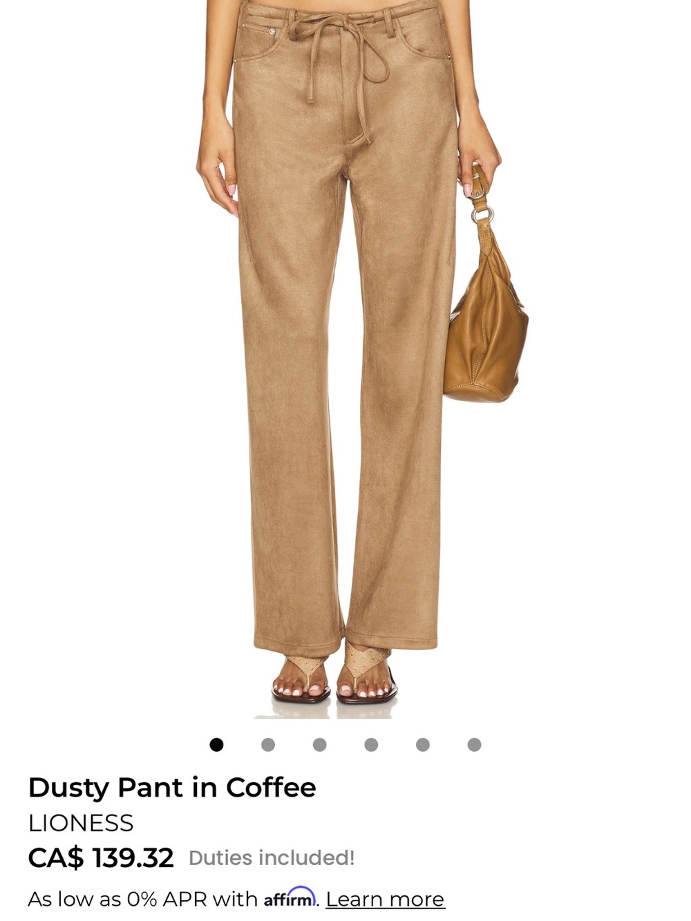 lioness dusty pant in coffee brown XS
wide leg low rise pant